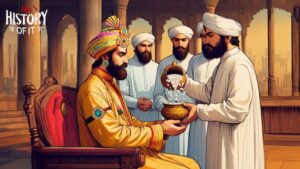 Illustration of Zoroastrians arriving in Gujarat, India—symbolising the legendary ‘sugar in milk’ tale shared in Parsi oral tradition. Representational image via India Today. Illustration: Zoroastrians arriving in Gujarat, from India Today (2024)